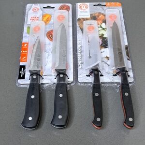 MasterChef 4-Piece Prep Knife Set - Black Handles 2 Set. NEW